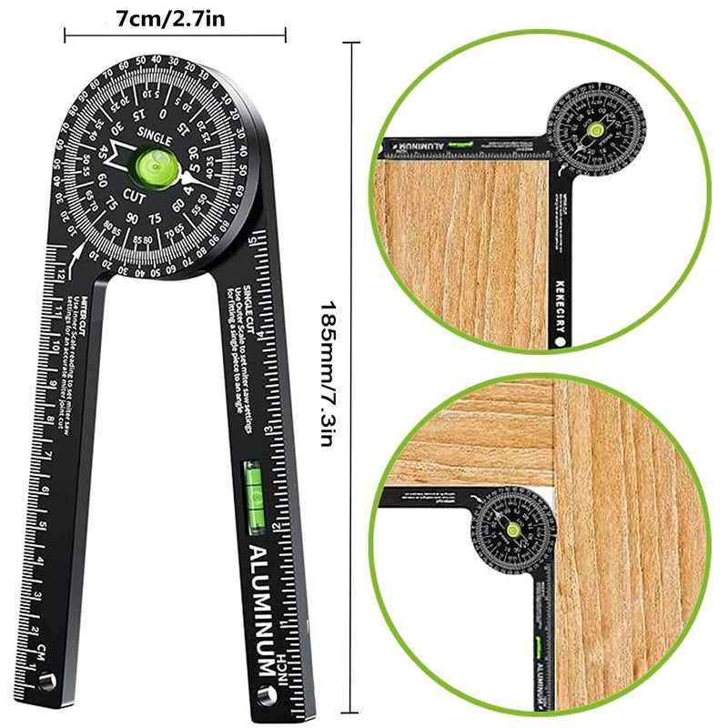 Miotorio Miter Saw Protractor,Aluminum Protractor Angle Finder with Level Gauge High Precision Laser Inside & Outside Miter Angle Finder for Angle Finder Carpenters, Trim Work,Plumbers and All Building Trades - Image 2